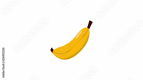Animation of a bright yellow curved banana as a simple tropical graphic.