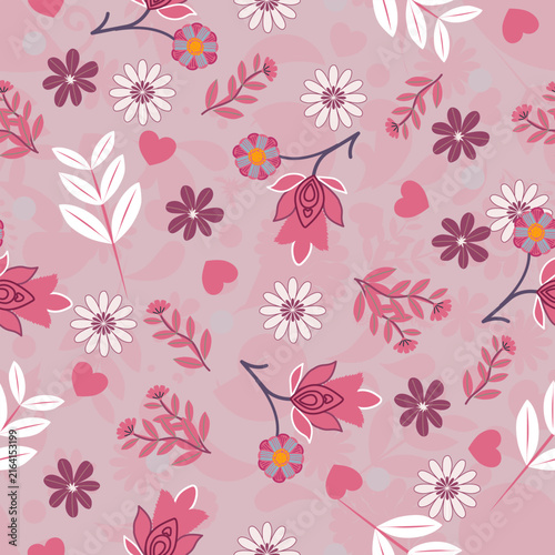 Floral seamless pattern, Flower chintz pattern seamless vector border print. Botanical batik background. Arabesque floral ornament motif for decoration fabric, women clothing, scarf, wallpaper design.