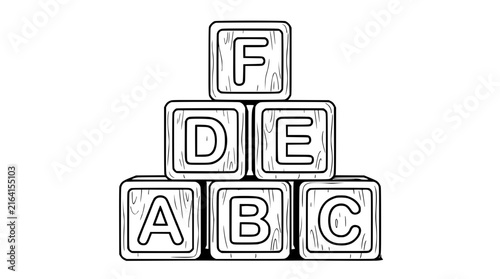 Alphabet Blocks Arranged in a Pyramid, Educational Toy Design, Learning Concept Featuring Education, Childhood