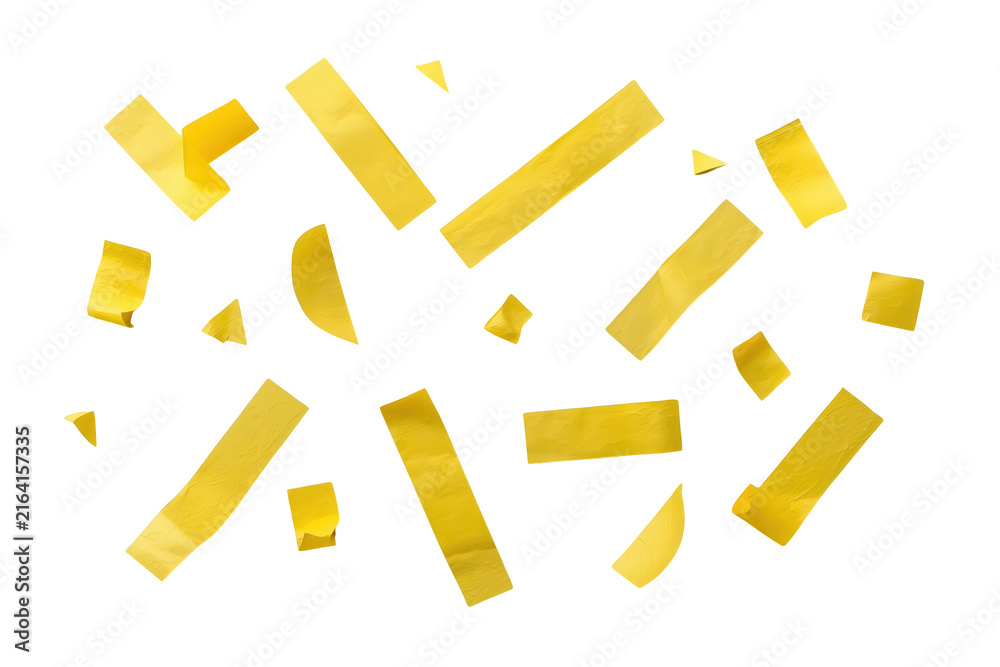 Naklejka premium Yellow confetti pieces scattered in a loose composition