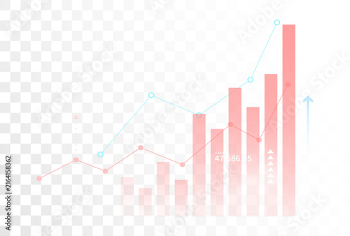 Growth business finance inflation chart with trading graph isolated on transparent background - Vector illustration