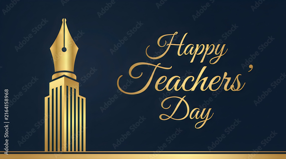 Fototapeta premium Colorful lego pencil tower with happy teachers day text