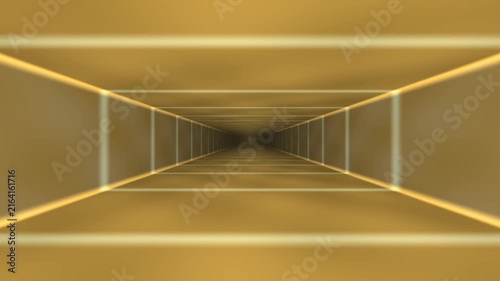 Golden Geometric Perspective Tunnel Seamless Loop