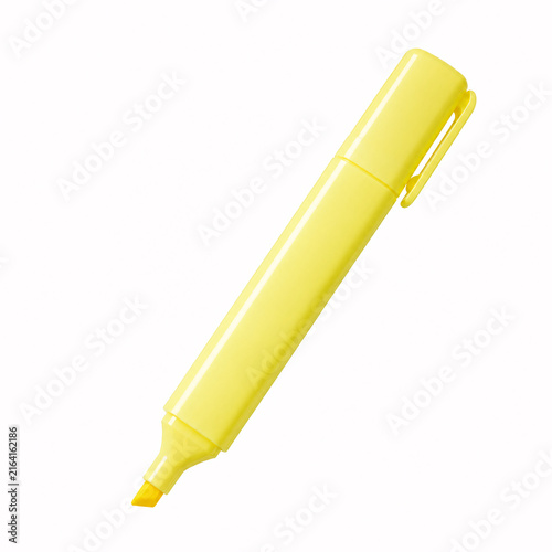 Yellow Highlighter Marker Isolated on White Background