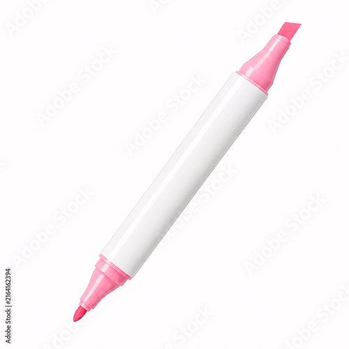 pink dual-tip marker isolated on white