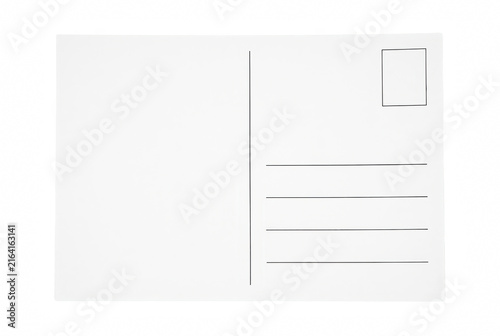 Obraz na płótnie Blank White Postcard Template with Address Lines and Stamp Box