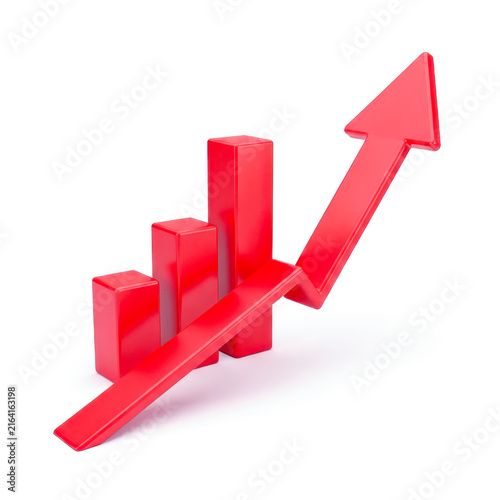 Red upward growth bar chart illustration