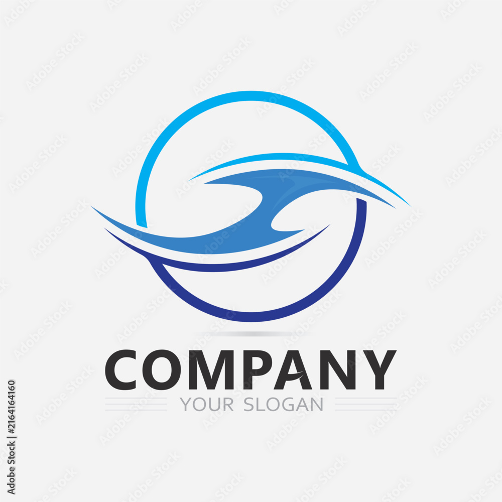 Fototapeta premium Ocean Water Logo Vector Icon with Elegant Modern Style for Premium Corporate Branding