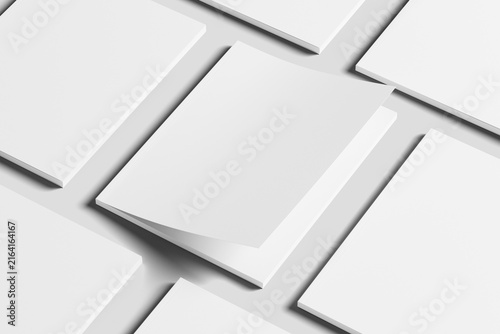 Fashion 9x12 Inch White Blank 3D Rendering Magazine Mockup