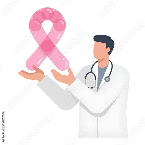 Doctor Holding Pink Ribbon Symbol for Breast Cancer Awareness 13.