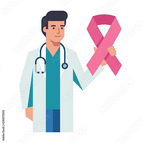 Doctor Holding Pink Ribbon Symbol for Breast Cancer Awareness 17.