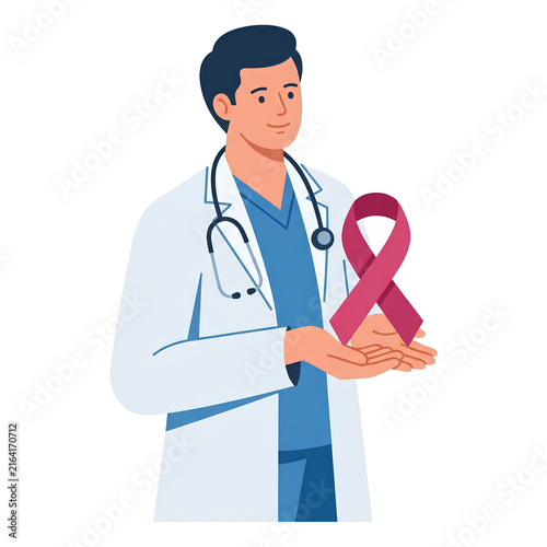 Doctor Holding Pink Ribbon Symbol for Breast Cancer Awareness 21.