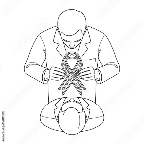 Doctor Holding Ribbon Awarding Recognition to Patient.