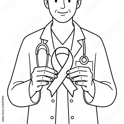 Doctor Holding Ribbon Symbol for Awareness Campaign 1.