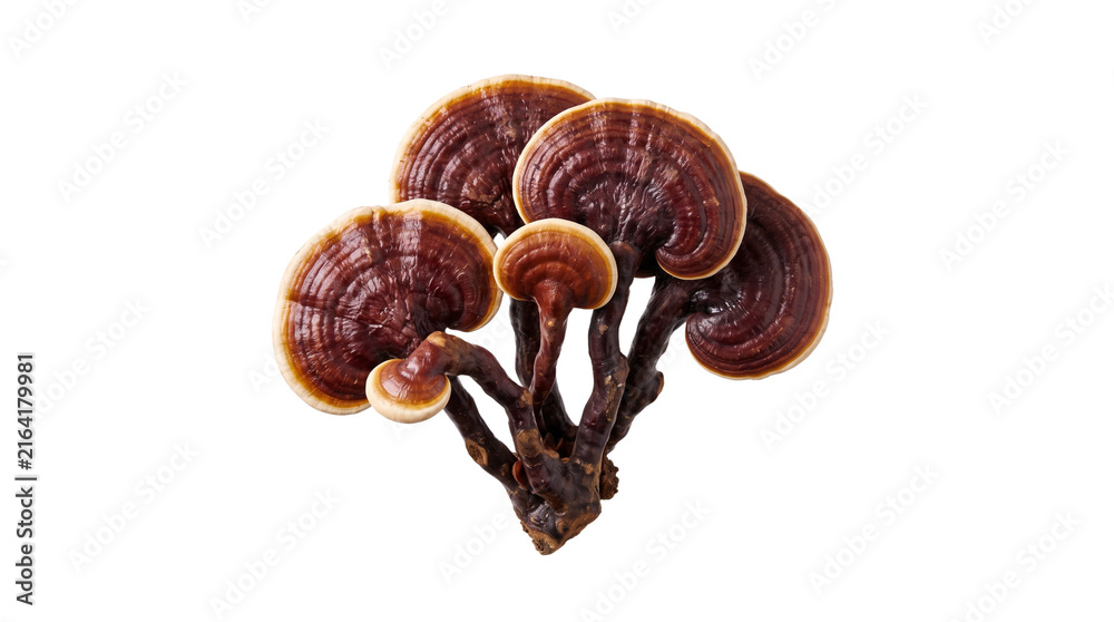 Fototapeta premium Dried Reishi Mushroom Lingzhi Ganoderma Lucidum Herbal Supplement Isolated Element Cutout PNG