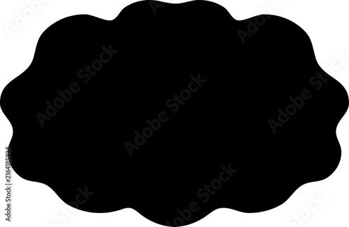 Black Cloud Scalloped Badge Shape with Wavy Curved Border