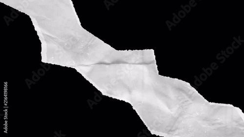 Abstract White Paper Texture with Diagonal Ripped Edge Transition Effect.