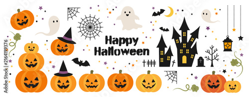 Plakat シンプルでかわいいハロウィンのイラスト素材セット ベクター 秋 10月 