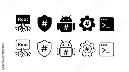 Root Access and Android System Permission Icons Set