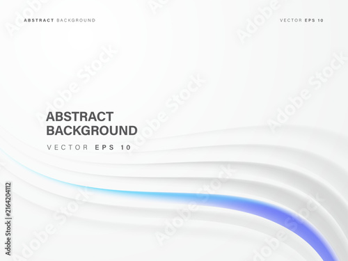 Abstract white wave background with blue gradient accent