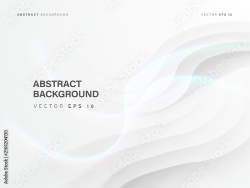 Abstract white wave background White with holographic gradient light , Vector Illustration
