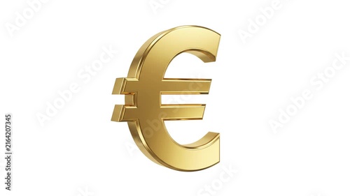 3D Gold Euro Sign Animation, Golden Euro Symbol Animated Loop, 