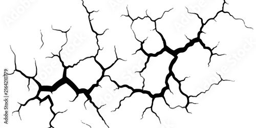 Abstract crack line vector illustration featuring dark black branching fracture lines isolated on a clean white background.