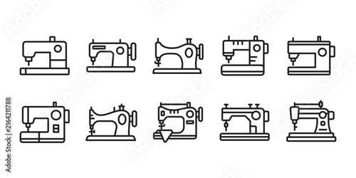Sewing Machine Line Icons Set. Vector Graphic Illustration.