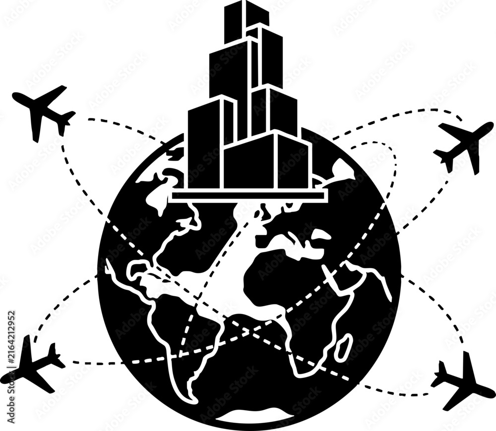 Obraz premium Global Business Network and International Travel Concept Graphic