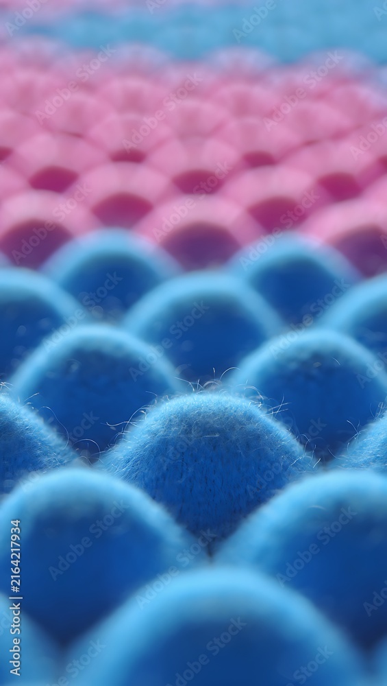 Obraz premium Extreme close up of textured blue and pink foam acoustic panels with soft focus and shallow depth