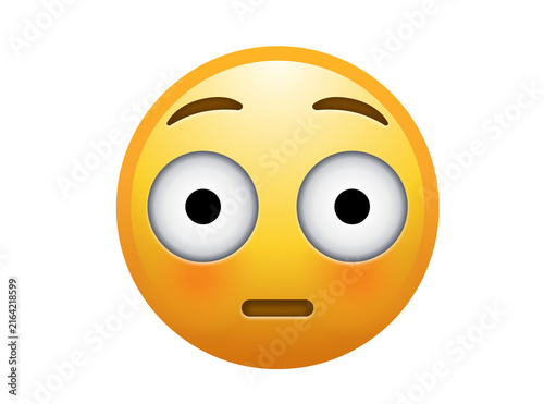 Bild auf Leinwand Flushed Face Emoji with Wide Eyes Vector Illustration