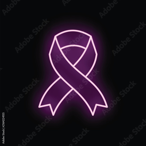 Pink neon ribbon representing support for breast cancer awareness and health campaigns