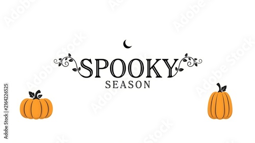 Spooky season hand lettered typography with watercolor pumpkins and autumn decor