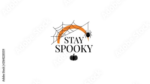 Watercolor halloween illustration with pumpkin lettering and ghostly shapes