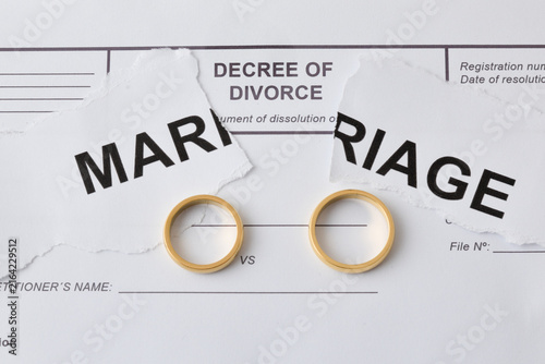Foto Divorce Decree With Wedding Rings