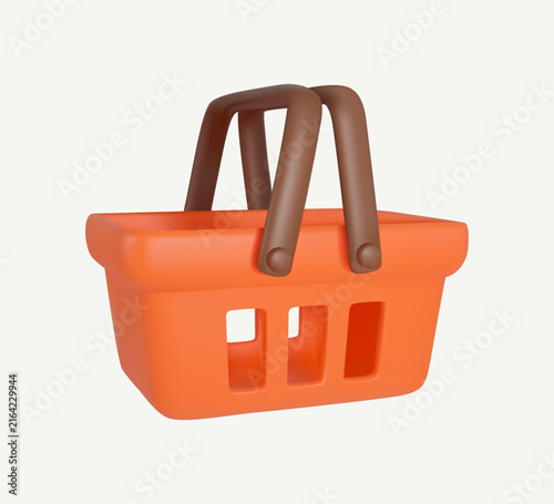Orange Shopping Basket 3D Icon