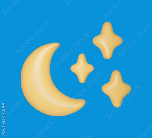 Moon And Star 3D Icon