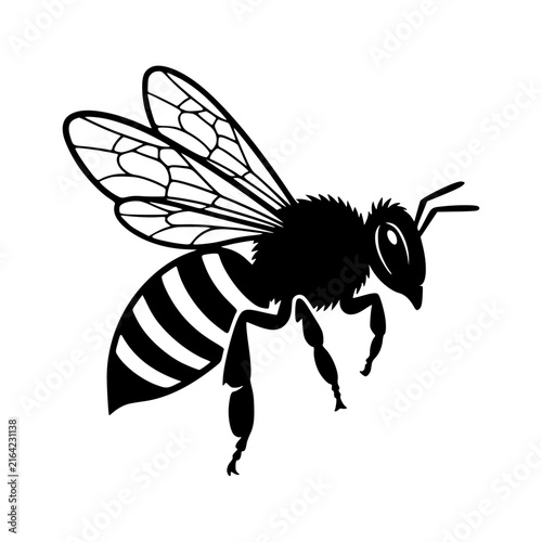 Flying bee silhouette vector illustration