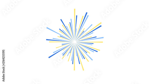 Fotografie Cool blue and golden yellow radial stripes expanding outward from a dark central