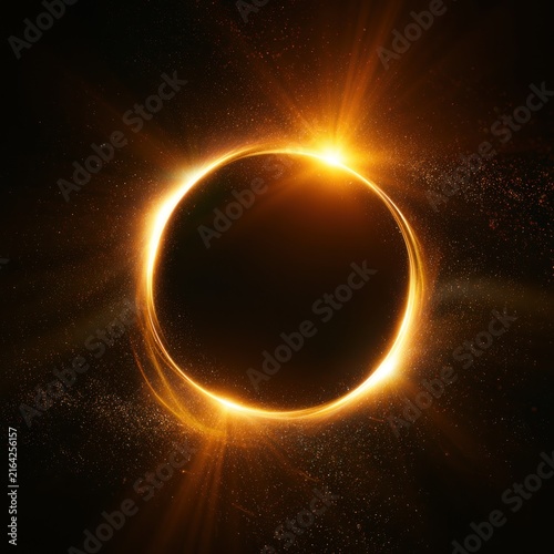 Solar eclipse ring of fire celestial event in deep space