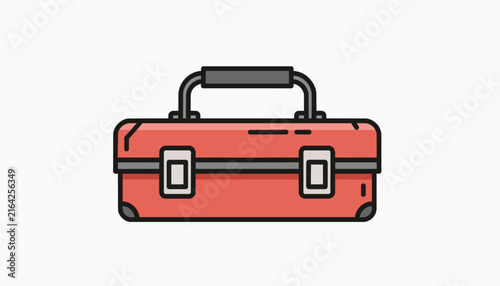Modern labor day celebration red toolbox icon illustration