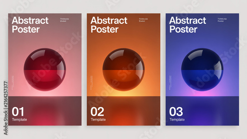 Abstract poster design collection with three gradient color circles on clean white background for modern graphic design projects, gradient circle