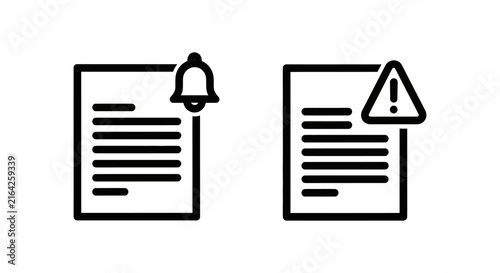 Contract alert and warning notification document outline icon vector with contract document exclamation triangle notification important security agreement business information