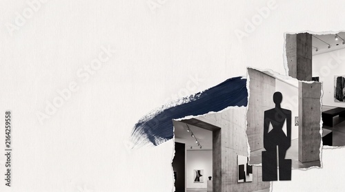 Contemporary Art Gallery Exhibition Collage Background with Copy Space
