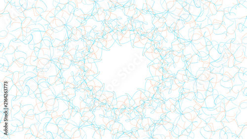 Fotografie Abstract digital composition featuring chaotic blue and orange tangled lines on