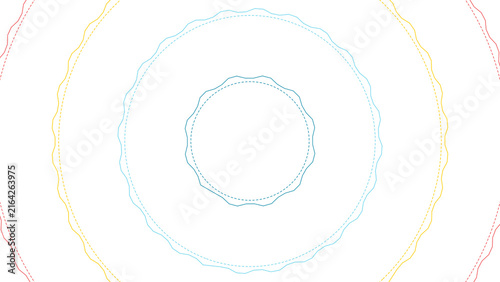 Canvastavla Abstract circular tunnel with glowing neon wavy lines expanding outward against