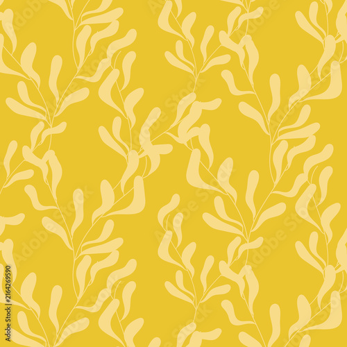 Abstract outlined leaves seamless pattern. Hand drawn outline design for fabric , print, cover, banner and invitation. Luxury minimal style wallpaper with botanical leaves