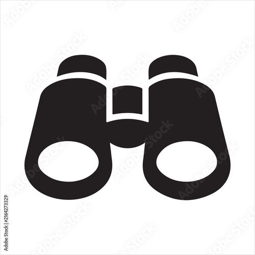 Black silhouette binoculars icon for outdoor exploration tools.