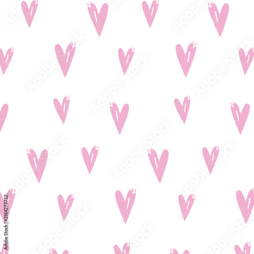 Sketch hearts pattern. Ink scribble background with pencil strokes and rough crayon texture. Abstract romantic doodle print.