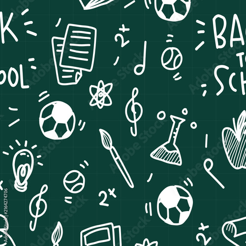 Back to school doodle pattern. Hand drawn background with school supplies and creative elements. Back To School Background for advertising, banners, leaflets and flyers. illustration